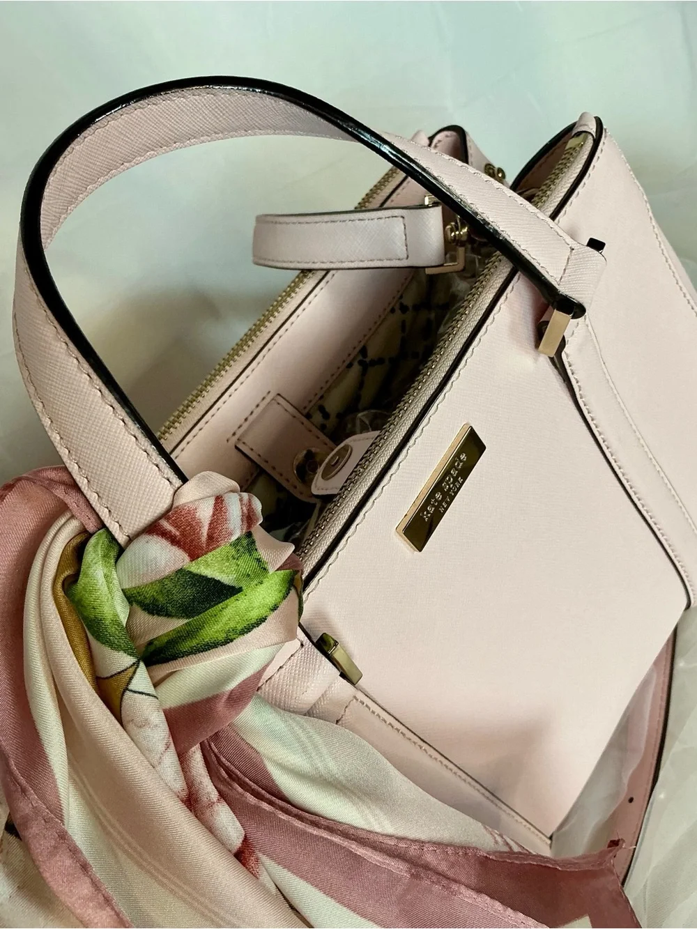 Kate Spade Newbury Lane Loden Satchel Ballet Slipper Pink Leather & Scarf Detail